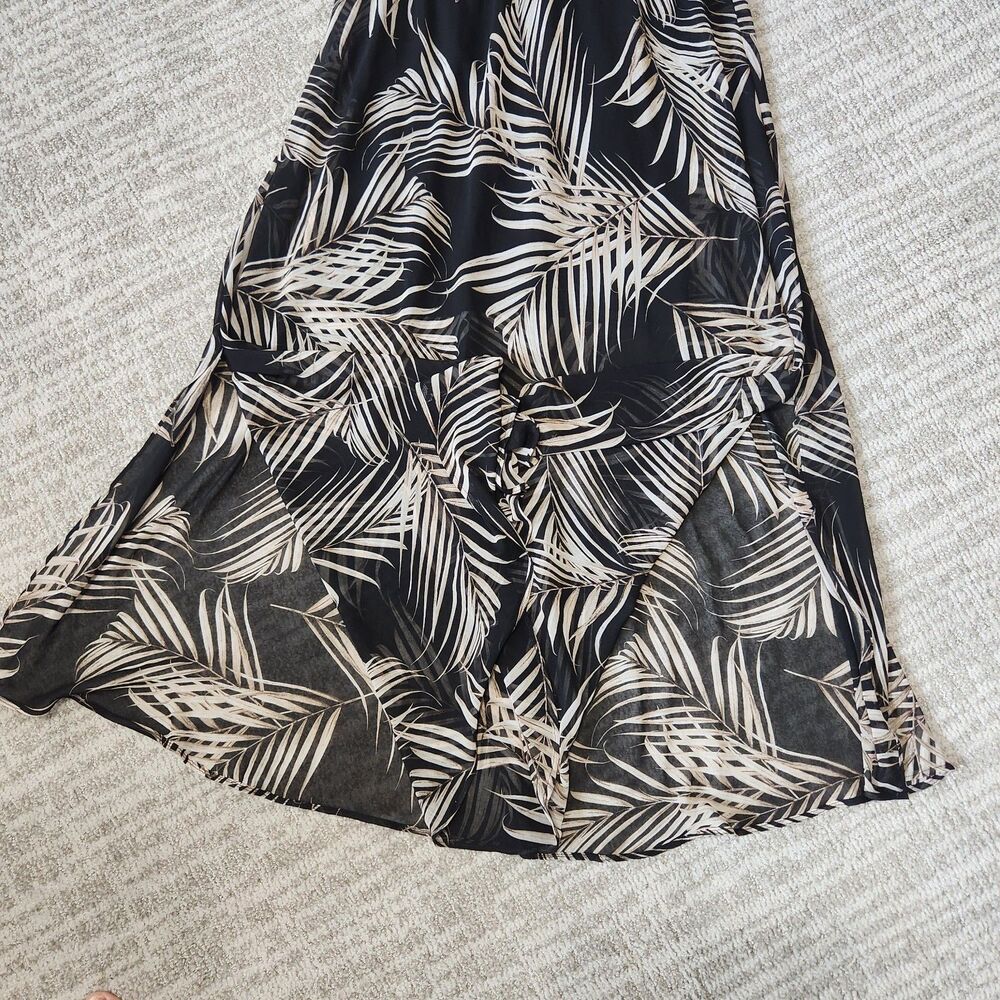 White House Black Market halter chiffon flowy palm leaf maxi dress size 10 - Picture 4 of 11